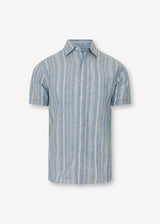 Jacquard Stripe Linen Shirt in Sky