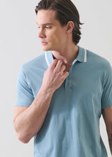 Organic Pima Cotton Tipped Polo in Blizzard Blue