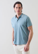 Organic Pima Cotton Tipped Polo in Blizzard Blue