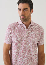 Pima Cotton Stretch Mini Leaf Print Polo in Dusty Pink