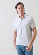 Pima Cotton Stretch Micro Floral Print Polo - Blue Ice