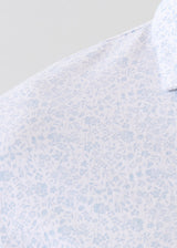 Pima Cotton Stretch Micro Floral Print Polo - Blue Ice