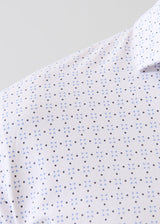Pima Cotton Stretch Micro Geometric Print Polo in Harbour