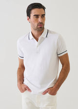 Pima Cotton Stretch Tipped Polo in White