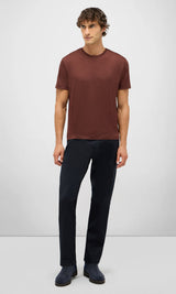 Navy Five-Pocket Trousers in Light Stretch Flannel