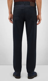 Navy Five-Pocket Trousers in Light Stretch Flannel