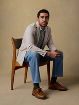 Inlet Knit Tweed Blazer - Khaki Stone Herringbone