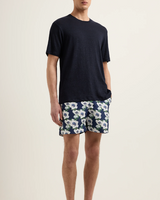 Easy Fit Stretch Linen T-Shirt in Night Iris Blue