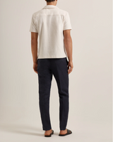 Tailored Fit Italian Linen Trousers In Night Iris
