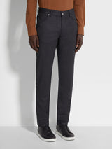 Dark Grey Stone-washed Wool Roccia Pants