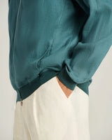 PURE LINEN JACKET WITH ZIP CORNFLOWER BLUE