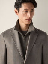 Dark Taupe Mélange Cashmere Silk and Linen Jacket