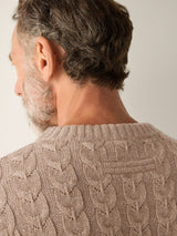 Beige Mélange Linen Cashmere and Silk Crewneck