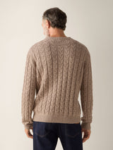 Beige Mélange Linen Cashmere and Silk Crewneck