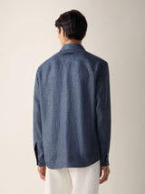 Indigo Cashmere Linen and Silk Overshirt