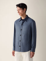 Indigo Cashmere Linen and Silk Overshirt