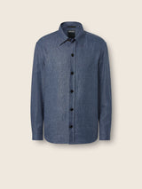 Indigo Cashmere Linen and Silk Overshirt