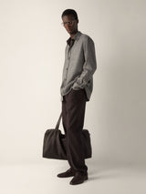 Dark Brown Mélange Cashmere Linen and Silk Overshirt