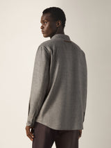 Dark Brown Mélange Cashmere Linen and Silk Overshirt