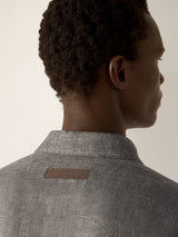 Dark Brown Mélange Cashmere Linen and Silk Overshirt