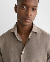 Houndstooth Merino Shirt in Tan