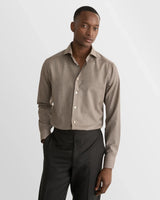 Houndstooth Merino Shirt in Tan