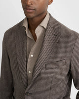 Houndstooth Merino Shirt in Tan