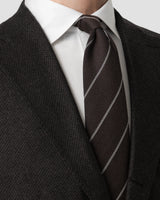 Brown Striped Grenadine Silk Tie