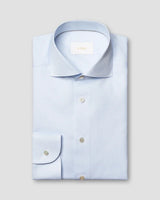 Contemporary Light blue Micro Check Cotton Linen Shirt