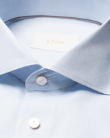 Contemporary Light blue Micro Check Cotton Linen Shirt