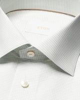 Contemporary Light green Micro Check Supima 120 Shirt