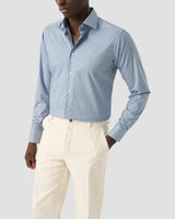 Slim Blue Micro Floral Print Signature Twill Shirt