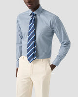Slim Blue Micro Floral Print Signature Twill Shirt