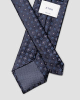 Navy Blue Medallion Woven Silk Tie