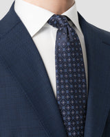 Navy Blue Medallion Woven Silk Tie