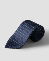 Navy Blue Medallion Woven Silk Tie