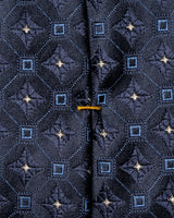 Navy Blue Medallion Woven Silk Tie