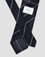 Navy Striped Grenadine Silk Tie