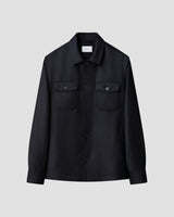 Dark Blue Wool Shirt Jacket