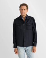 Dark Blue Wool Shirt Jacket