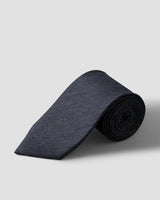 Navy Solid Woven Linen Silk Tie
