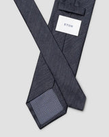 Navy Solid Woven Linen Silk Tie