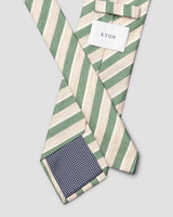 Light Green Striped Woven Linen Silk Tie