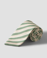 Light Green Striped Woven Linen Silk Tie