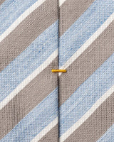Brown Striped Woven Linen Silk Tie