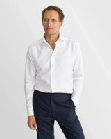 Slim Fit White Herringbone Signature Twill Shirt