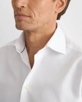 Slim Fit White Herringbone Signature Twill Shirt