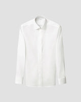 Slim White Semi Solid Evening Shirt