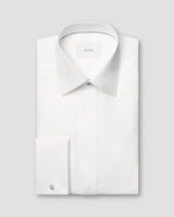 Slim White Semi Solid Evening Shirt