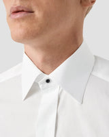 Slim White Semi Solid Evening Shirt